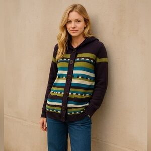 Christopher Banks Hooded Button Up Cardigan Wool Blend Size Medium